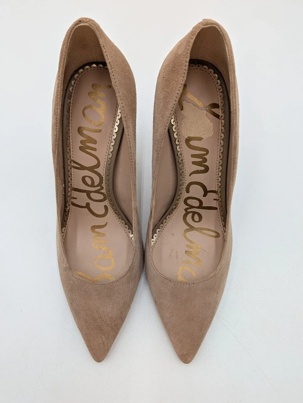 Sam Edelman Margie Sz 6 / EU 36 Suede Pointed Toe Stiletto Pump Warm Taupe Nude